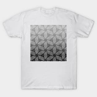 Japanese style wood carving pattern in gray T-Shirt